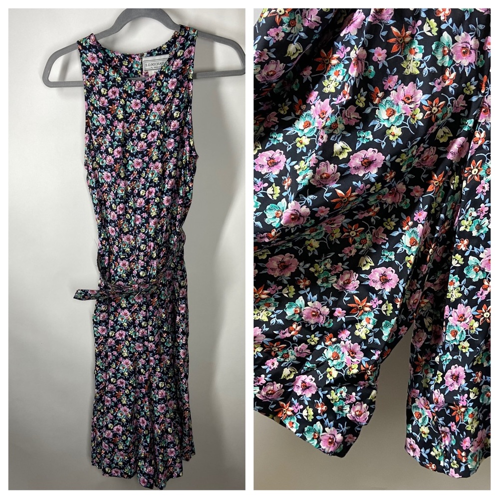 Vintage 90s E.D. Michaels Melanie Drucker 3/4 Small Floral Print Romper Cottage